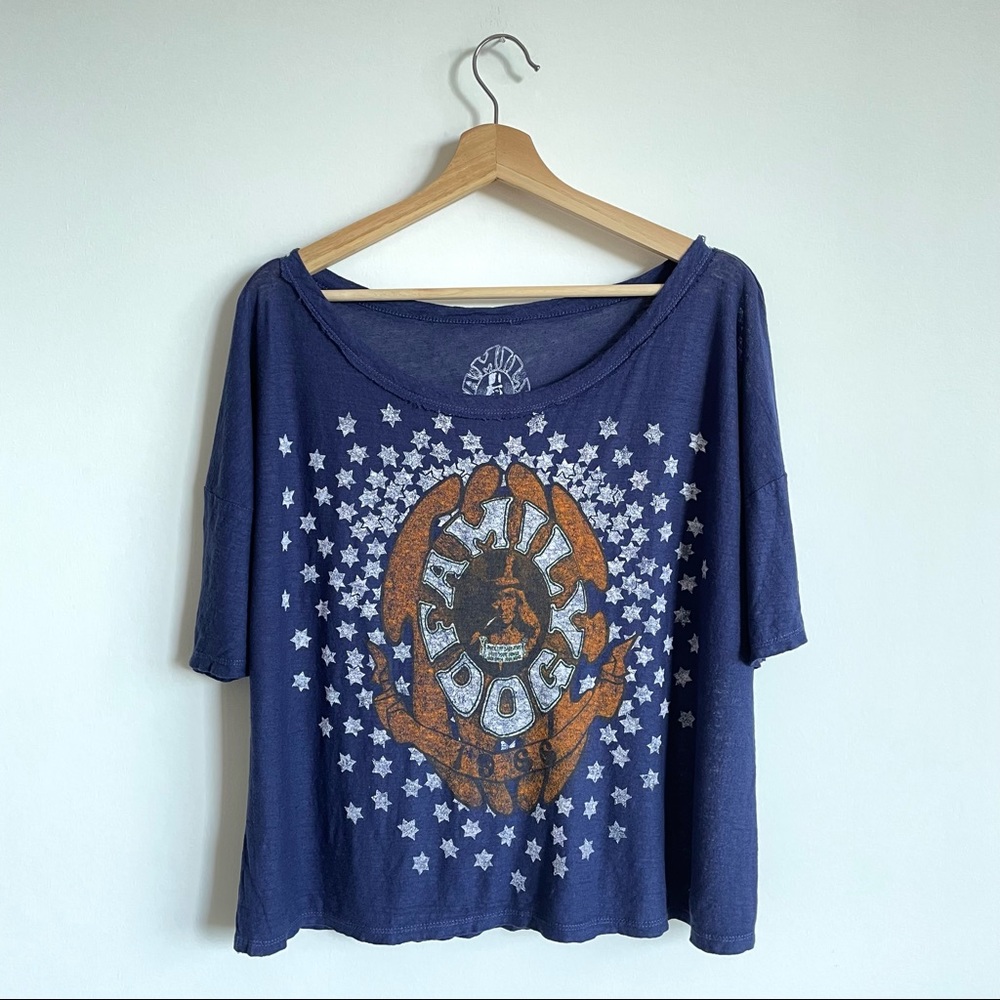 Family Dog 1966 blue boxy oversized women Medium t-shirt with short sleeves